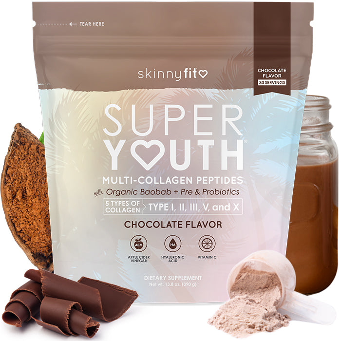 SkinnyFit Super Youth Plus Multi-Collagen Peptides Chocolate Flavor Collagen NEW Skinny Fit Skinnyfit