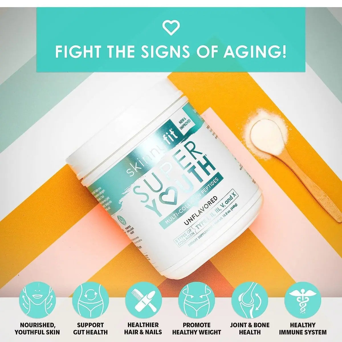 SkinnyFit Super Youth Plus Multi-Collagen Peptides Unflavored Collagen NEW Skinny Fit Skinnyfit